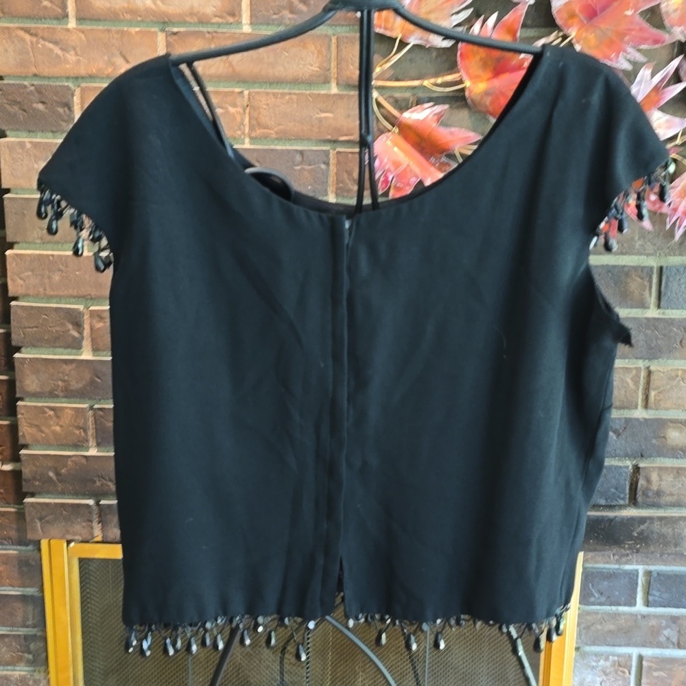 Miss Sun Valley by Morris Watkin - Black Women's Top with Beaded Trim - Picture 5 of 13
